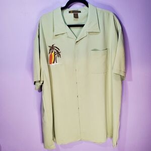 Harriton Relaxed Fit Shirt Mens Size 3XL Tropical Embroidery Palm Surf